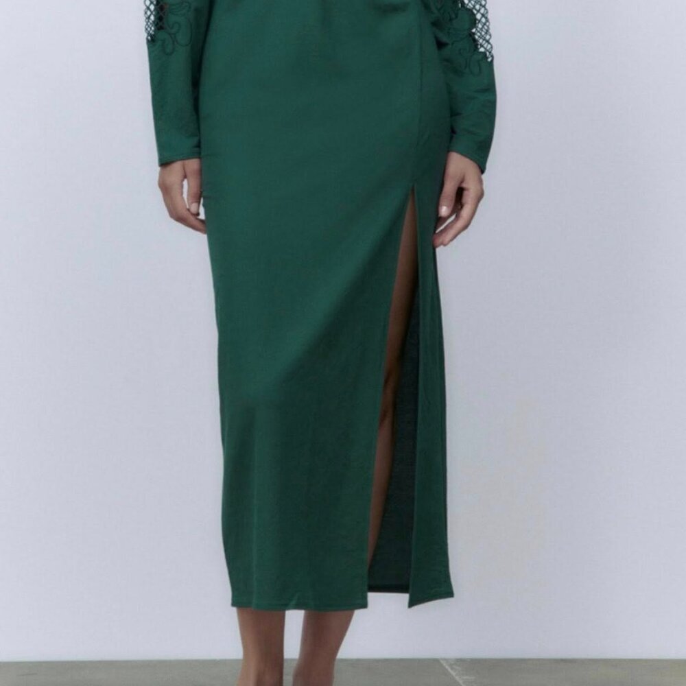 Zara long sleeve mesh cut out midi dress - Picture 3 of 10